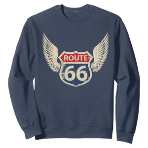Vintage Route Highway 66 Highway Road Trip Sign Sweatshirt TS11 Navy Print Your Wear