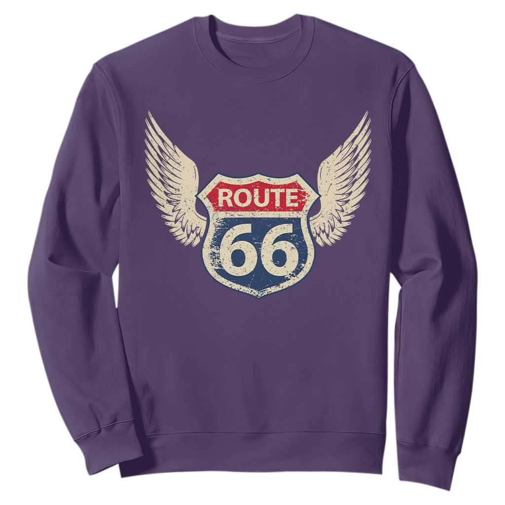 Vintage Route Highway 66 Highway Road Trip Sign Sweatshirt TS11 Purple Print Your Wear