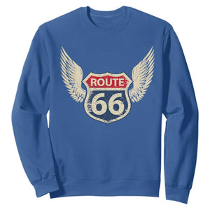 Vintage Route Highway 66 Highway Road Trip Sign Sweatshirt TS11 Royal Blue Print Your Wear