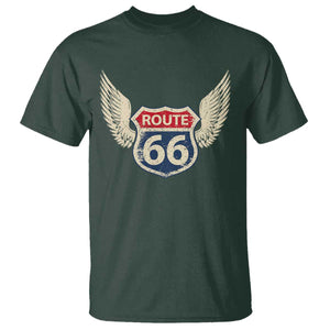 Vintage Route Highway 66 Highway Road Trip Sign T Shirt TS11 Dark Forest Green Print Your Wear