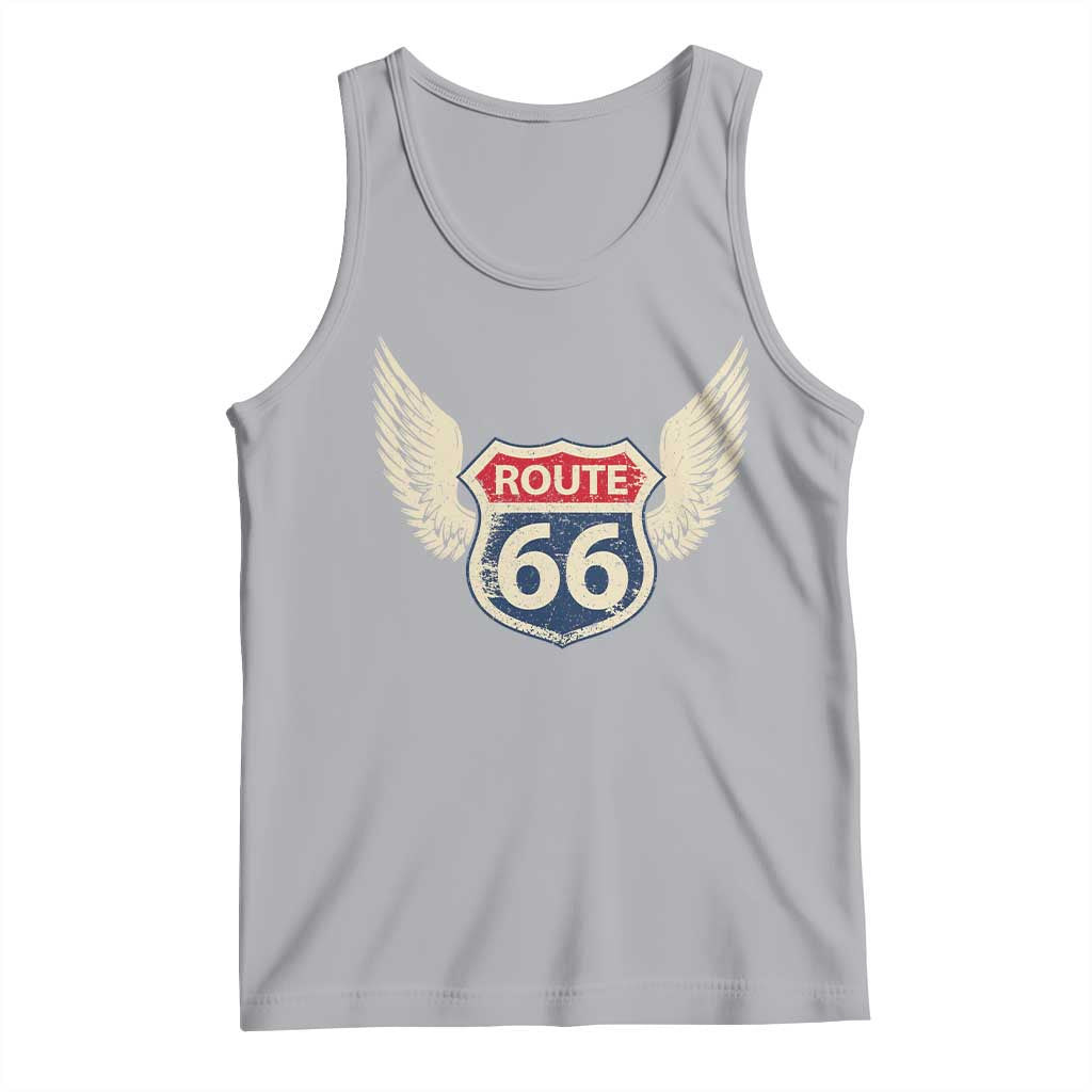 Vintage Route Highway 66 Highway Road Trip Sign Tank Top TS11 Athletic Heather Print Your Wear