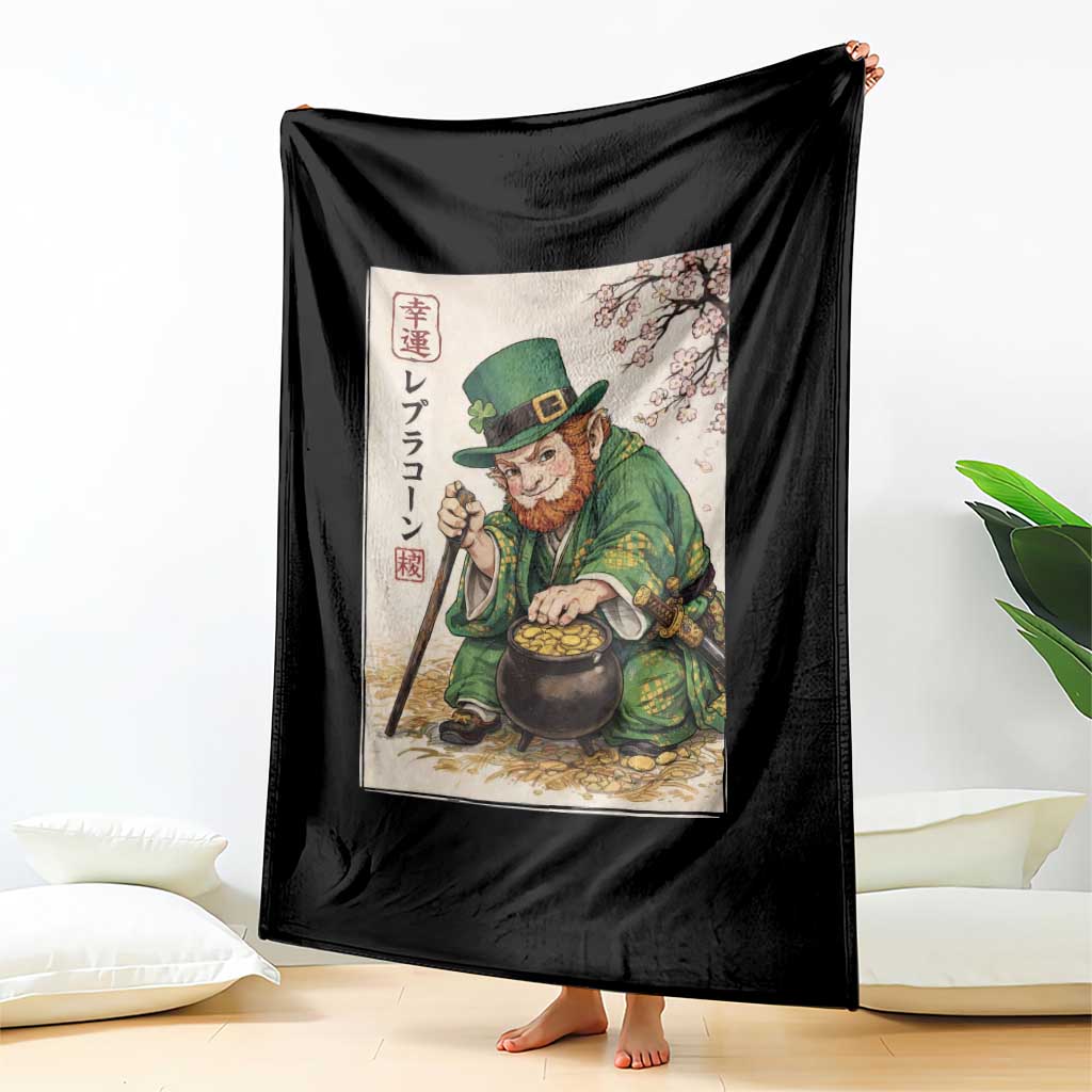 Vintage Japanese Leprechaun St Patricks Day Shamrock Ukiyo e Art Throw Blanket TS11 Print Your Wear