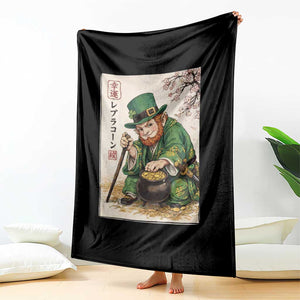 Vintage Japanese Leprechaun St Patricks Day Shamrock Ukiyo e Art Throw Blanket TS11 Print Your Wear