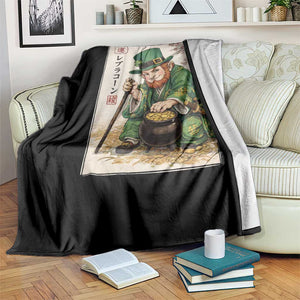 Vintage Japanese Leprechaun St Patricks Day Shamrock Ukiyo e Art Throw Blanket TS11 Print Your Wear