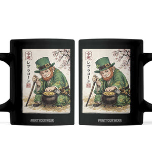 Vintage Japanese Leprechaun St Patricks Day Shamrock Ukiyo e Art Coffee Mug TS11 Black Print Your Wear