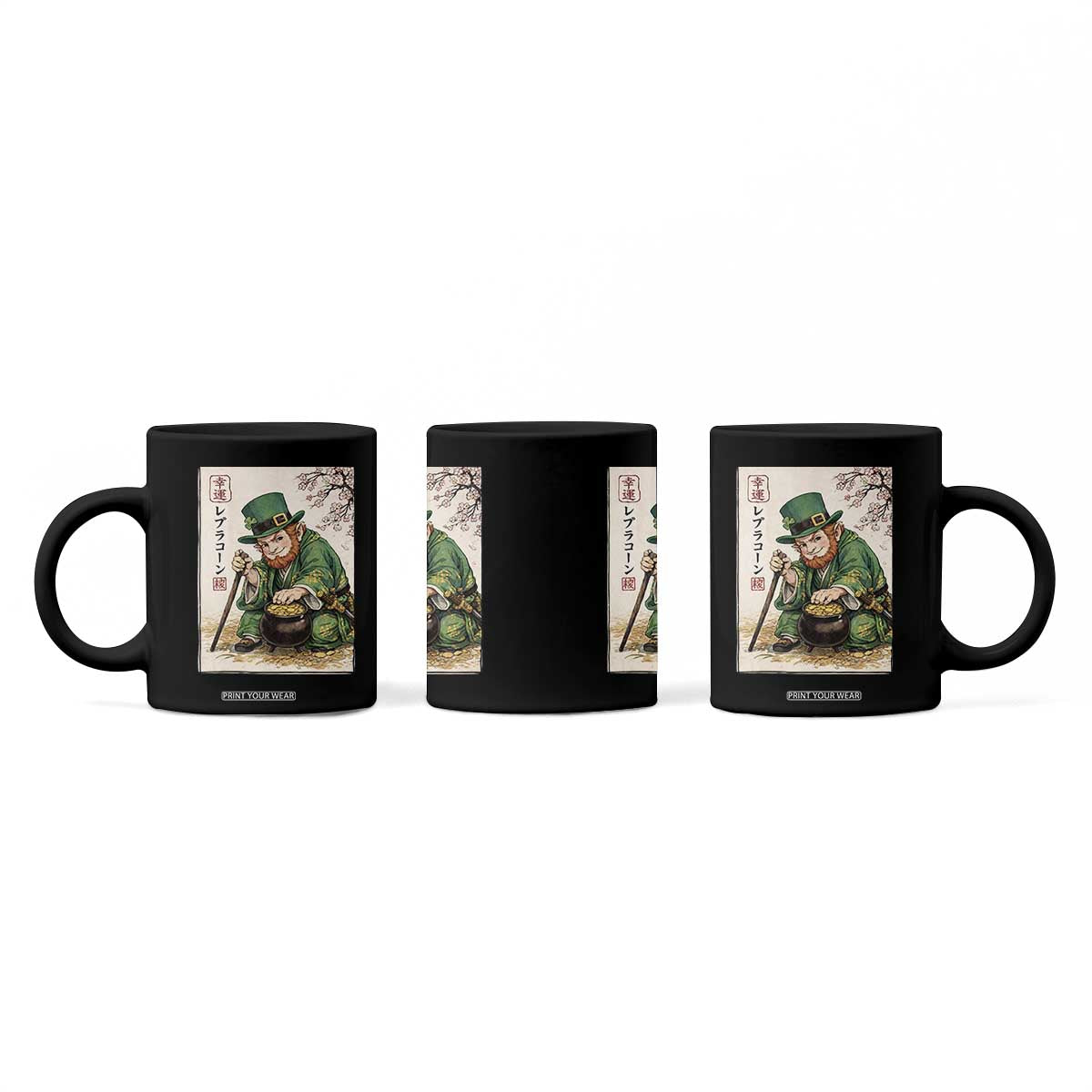 Vintage Japanese Leprechaun St Patricks Day Shamrock Ukiyo e Art Coffee Mug TS11 Print Your Wear
