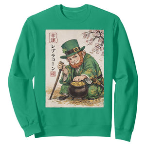 Vintage Japanese Leprechaun St Patricks Day Shamrock Ukiyo e Art Sweatshirt TS11 Irish Green Print Your Wear