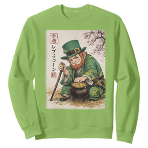 Vintage Japanese Leprechaun St Patricks Day Shamrock Ukiyo e Art Sweatshirt TS11 Lime Print Your Wear