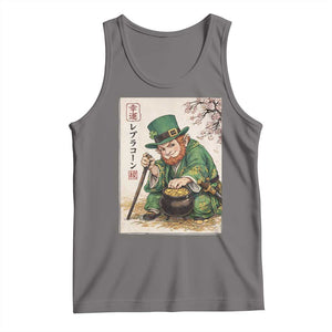 Vintage Japanese Leprechaun St Patricks Day Shamrock Ukiyo e Art Tank Top TS11 Deep Heather Print Your Wear