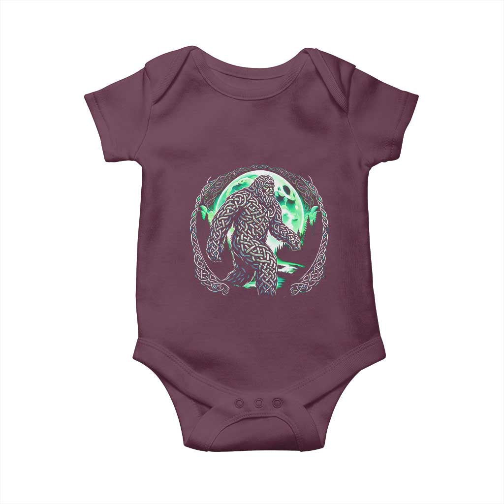 Funny St Patricks Day Bigfoot Celtic Knot Irish Sasquatch Baby Onesie TS11 Maroon Print Your Wear