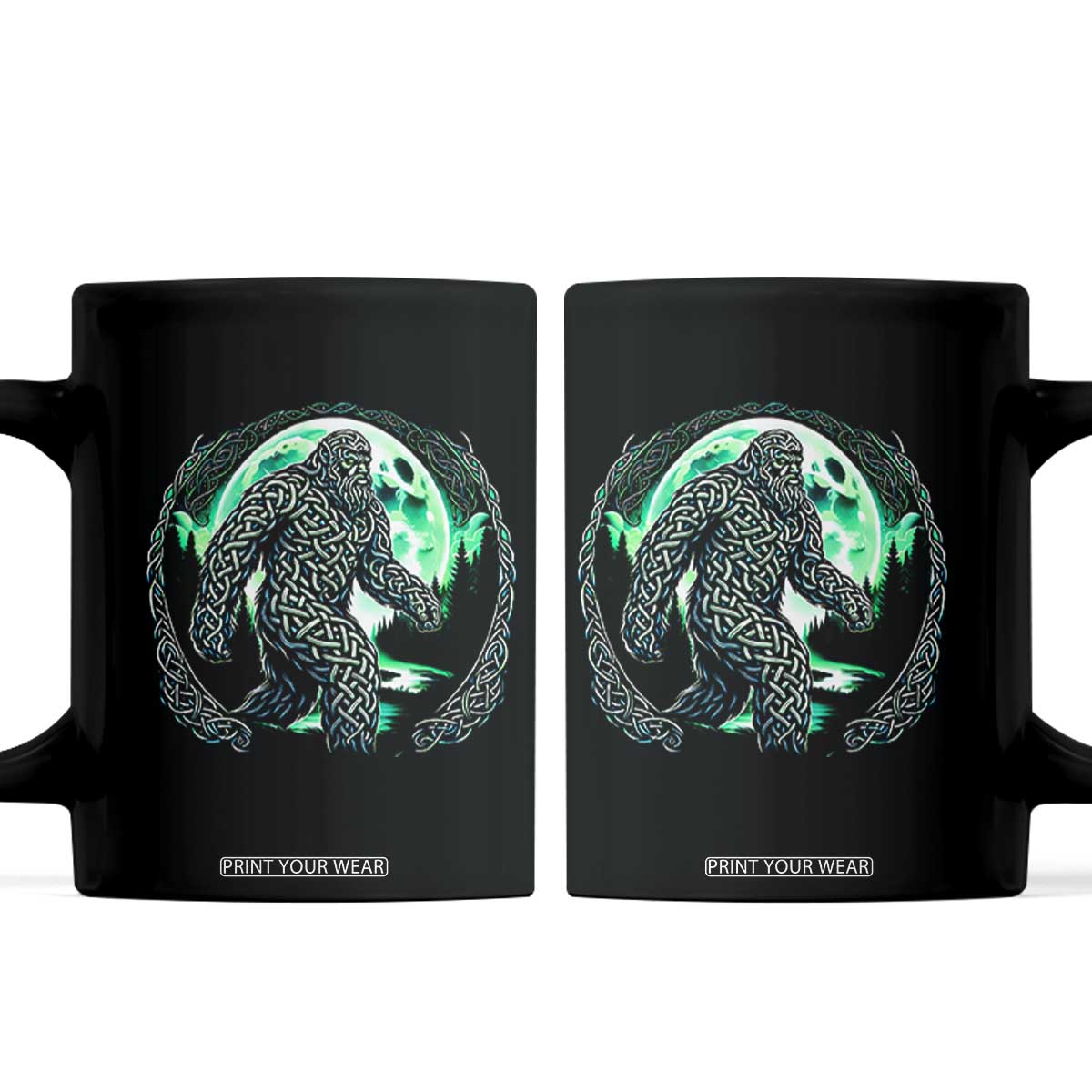 Funny St Patricks Day Bigfoot Celtic Knot Irish Sasquatch Coffee Mug TS11 Black Print Your Wear