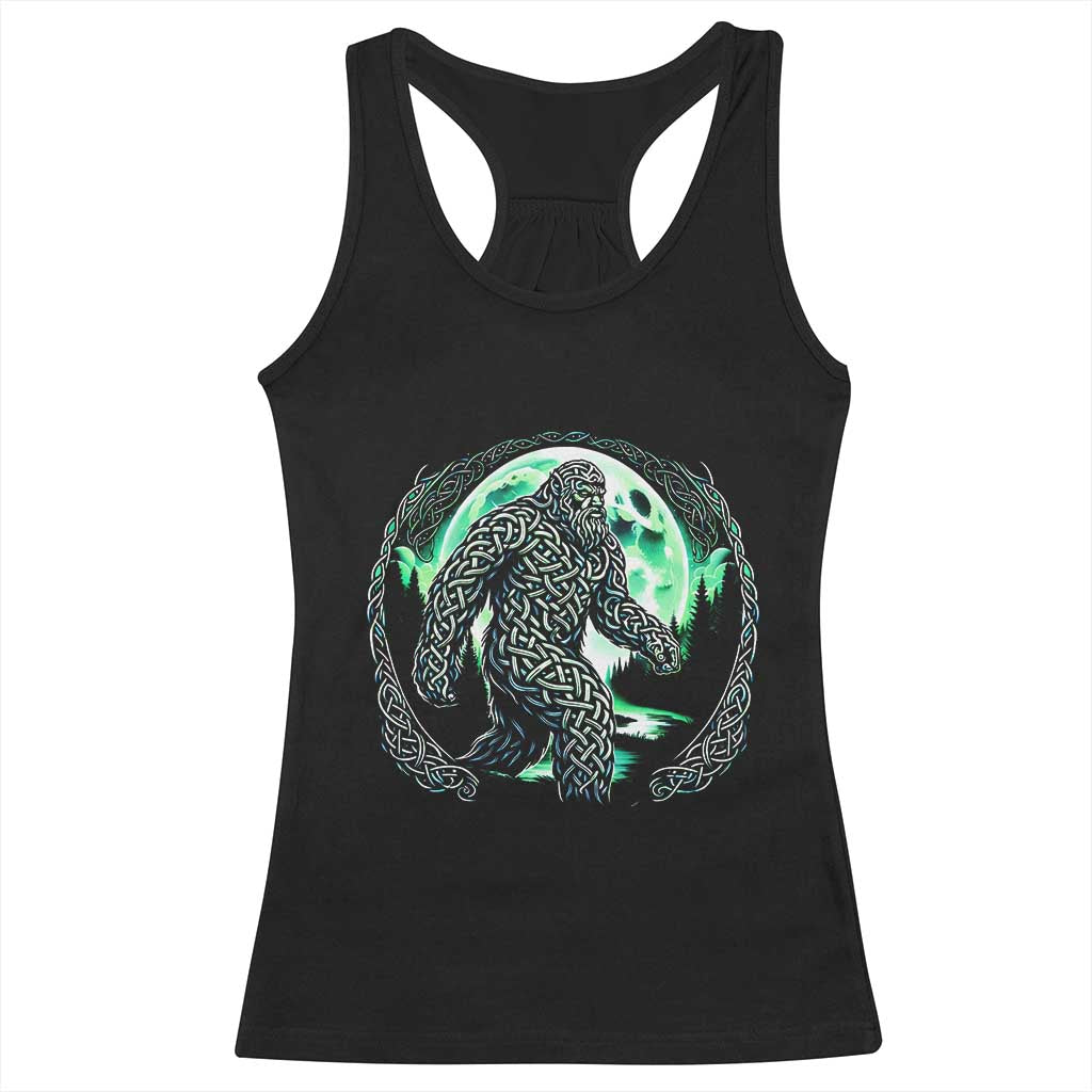 Funny St Patricks Day Bigfoot Celtic Knot Irish Sasquatch Racerback Tank Top TS11 Black Print Your Wear