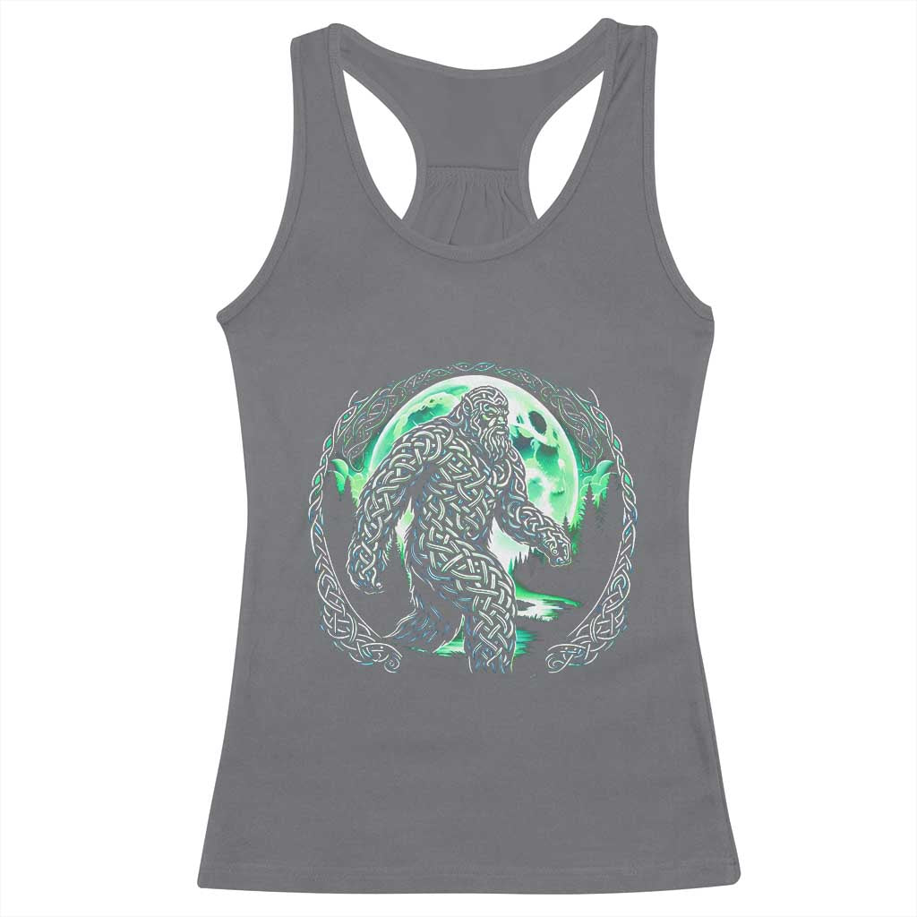 Funny St Patricks Day Bigfoot Celtic Knot Irish Sasquatch Racerback Tank Top TS11 Charcoal Print Your Wear