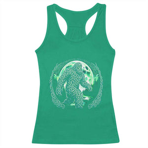 Funny St Patricks Day Bigfoot Celtic Knot Irish Sasquatch Racerback Tank Top TS11 Irish Green Print Your Wear