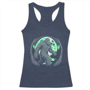 Funny St Patricks Day Bigfoot Celtic Knot Irish Sasquatch Racerback Tank Top TS11 Navy Print Your Wear