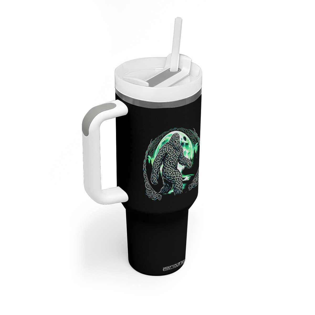 Funny St Patricks Day Bigfoot Celtic Knot Irish Sasquatch Tumbler With Handle TS11 Print Your Wear