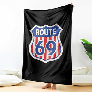 Vintage Route 69 Highway Road Trip Sign Distressed American Flag Throw Blanket TS11 Print Your Wear