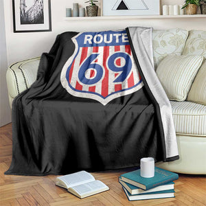Vintage Route 69 Highway Road Trip Sign Distressed American Flag Throw Blanket TS11 Print Your Wear