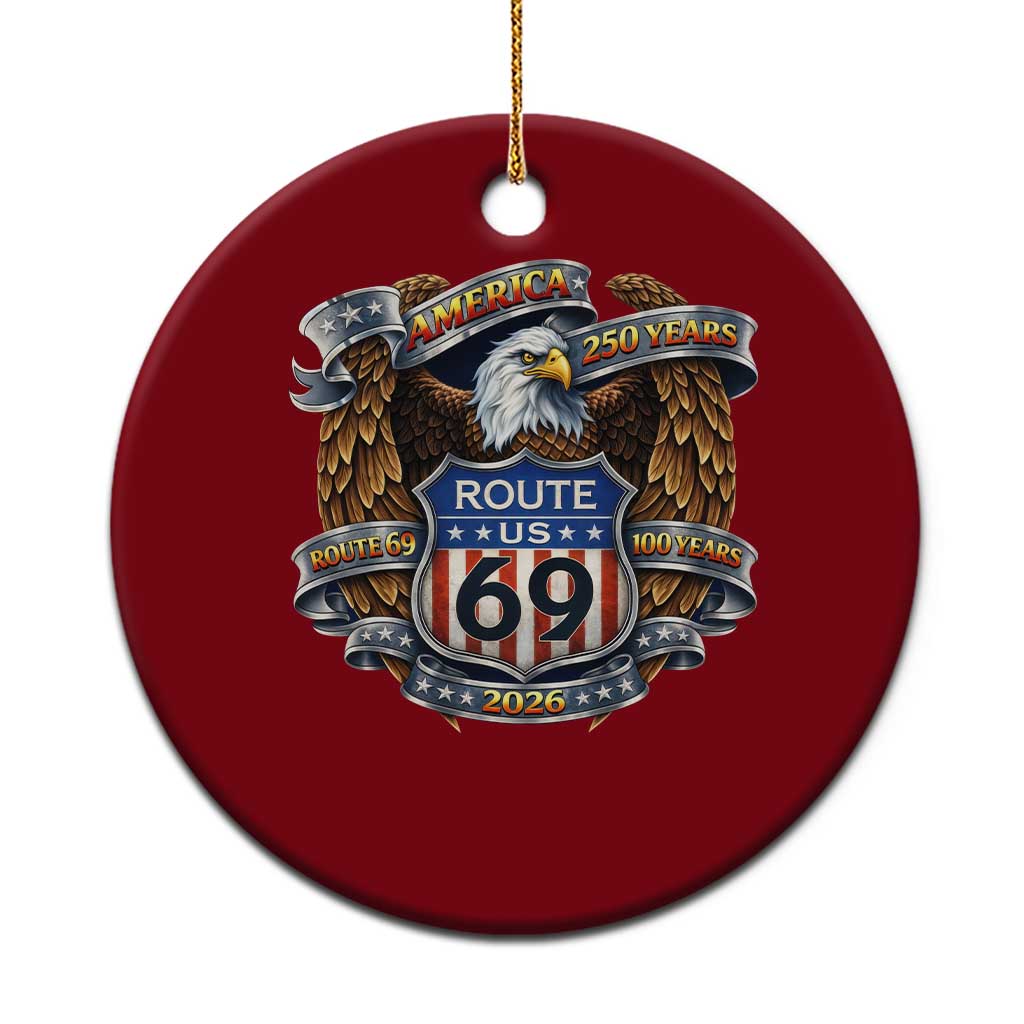 250 Years Of America 100 Years Of Route 69 Ceramic Ornament Bald Eagle Vintage American Flag TS11 1pc Red Print Your Wear