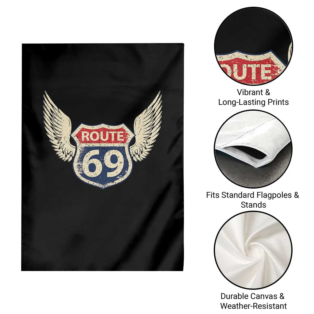 Vintage Route 69 Highway Road Trip Sign Garden Flag TS11 Print Your Wear
