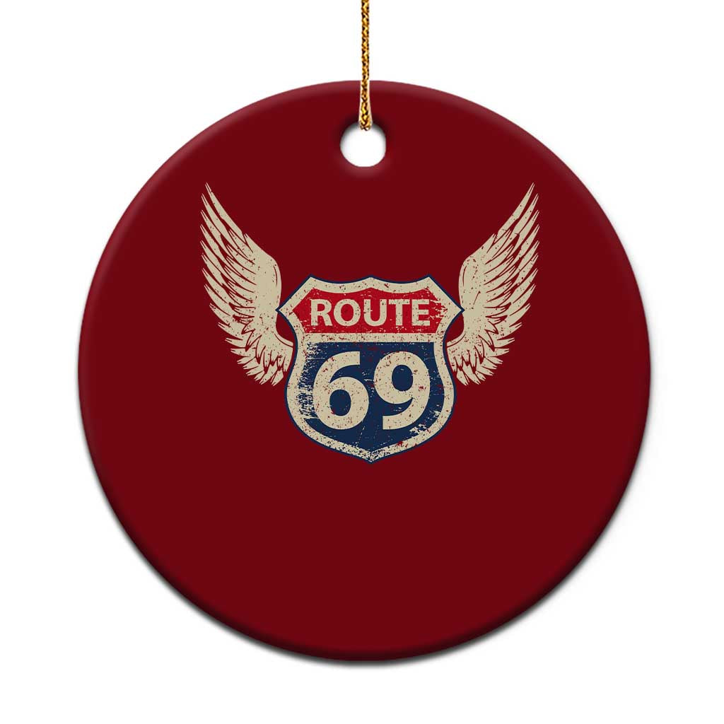 Vintage Route 69 Highway Road Trip Sign Ceramic Ornament TS11 1pc Red Print Your Wear