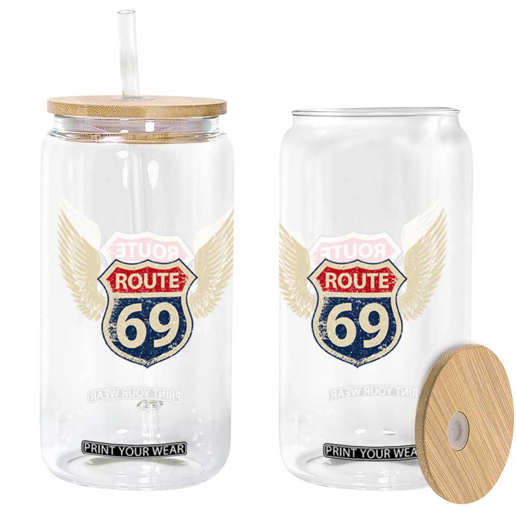 Vintage Route 69 Highway Road Trip Sign Glass Can TS11 Print Your Wear