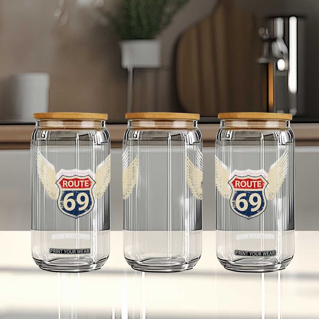 Vintage Route 69 Highway Road Trip Sign Glass Can TS11 Print Your Wear