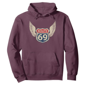 Vintage Route 69 Highway Road Trip Sign Hoodie TS11 Maroon Print Your Wear