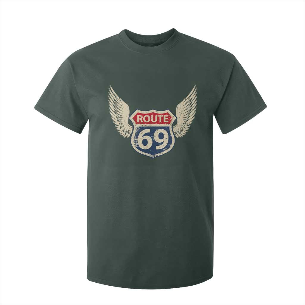 Vintage Route 69 Highway Road Trip Sign T Shirt For Kid TS11 Dark Forest Green Print Your Wear