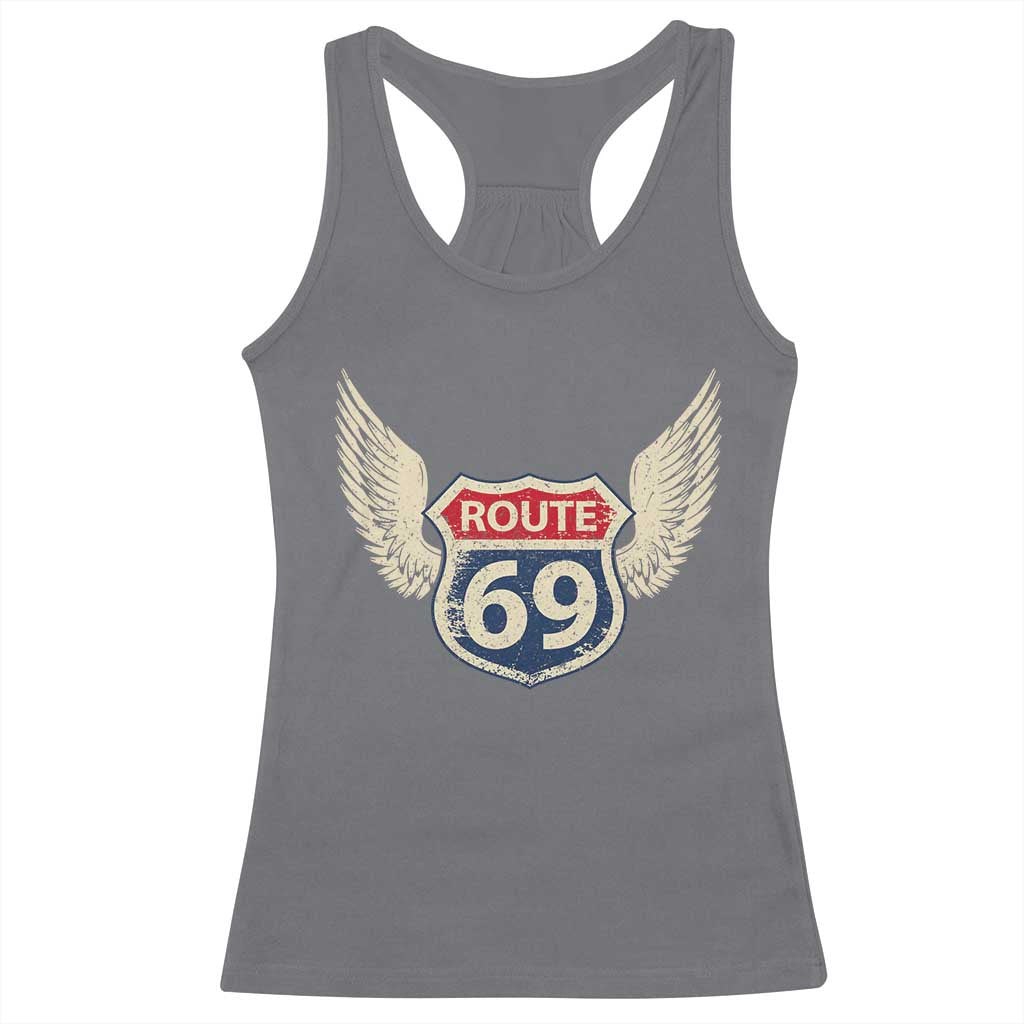 Vintage Route 69 Highway Road Trip Sign Racerback Tank Top TS11 Charcoal Print Your Wear