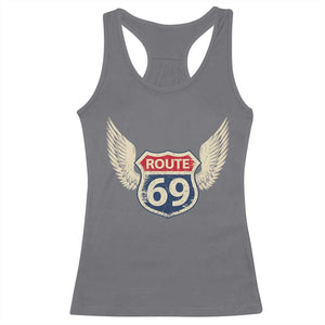 Vintage Route 69 Highway Road Trip Sign Racerback Tank Top TS11 Charcoal Print Your Wear