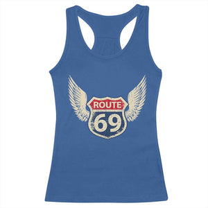 Vintage Route 69 Highway Road Trip Sign Racerback Tank Top TS11 Royal Blue Print Your Wear