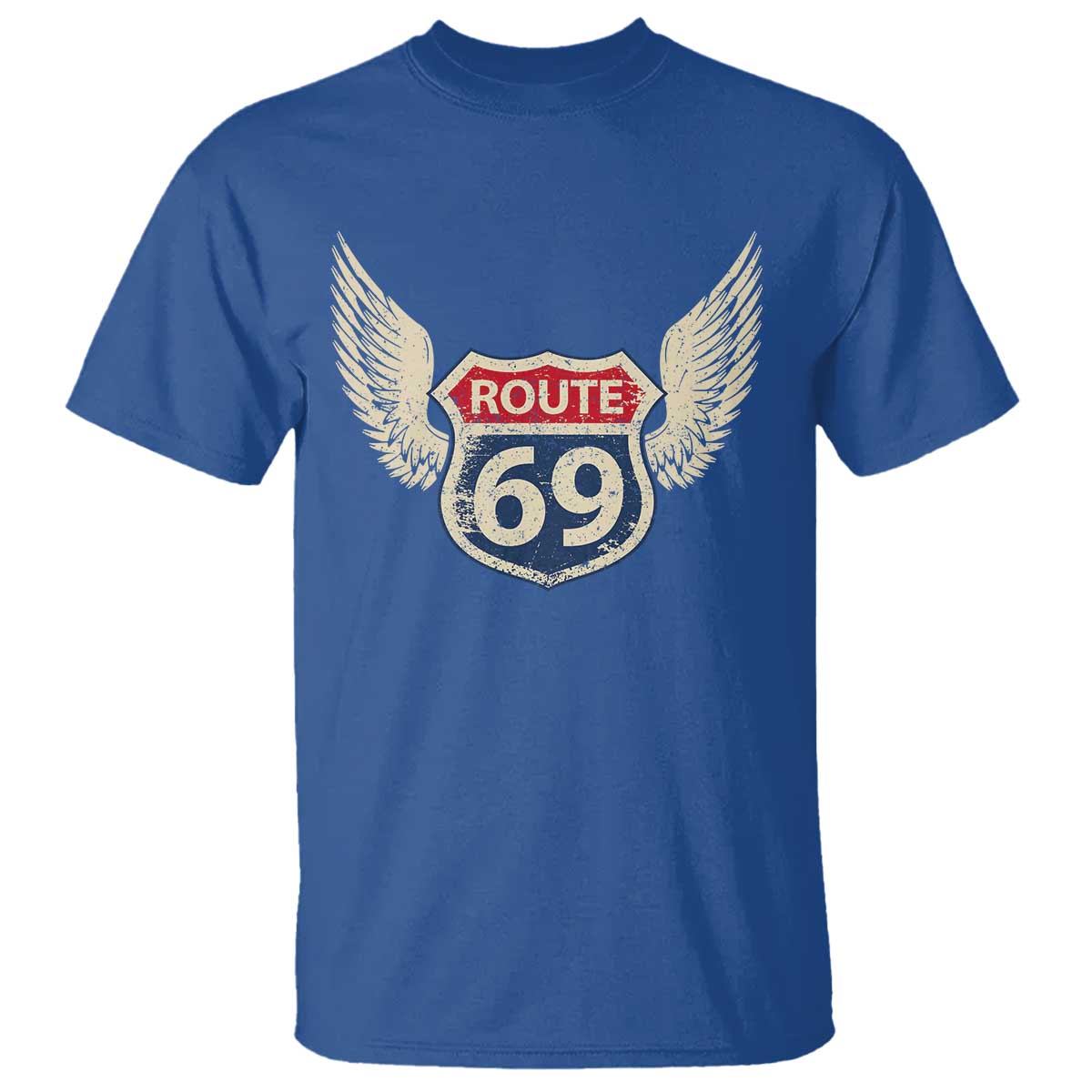 Vintage Route 69 Highway Road Trip Sign T Shirt TS11 Royal Blue Print Your Wear