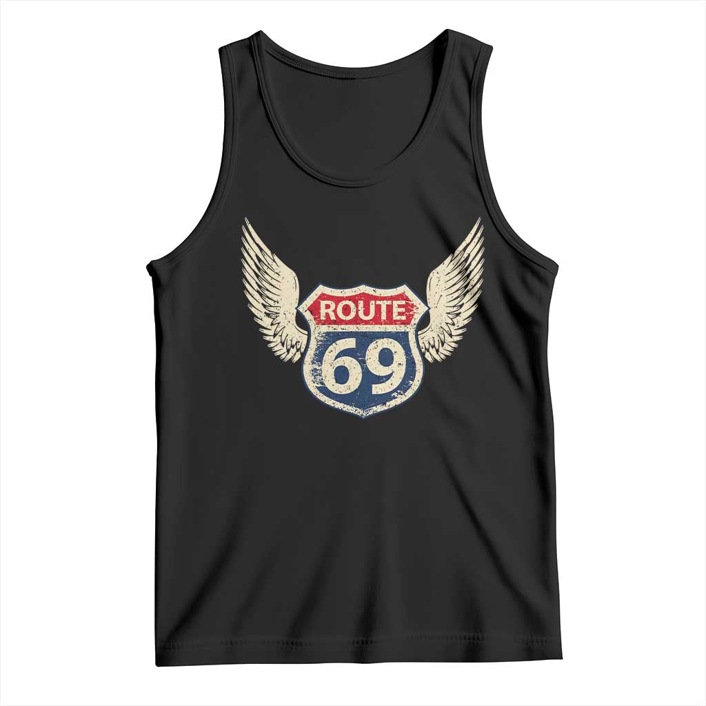 Vintage Route 69 Highway Road Trip Sign Tank Top TS11 Black Print Your Wear