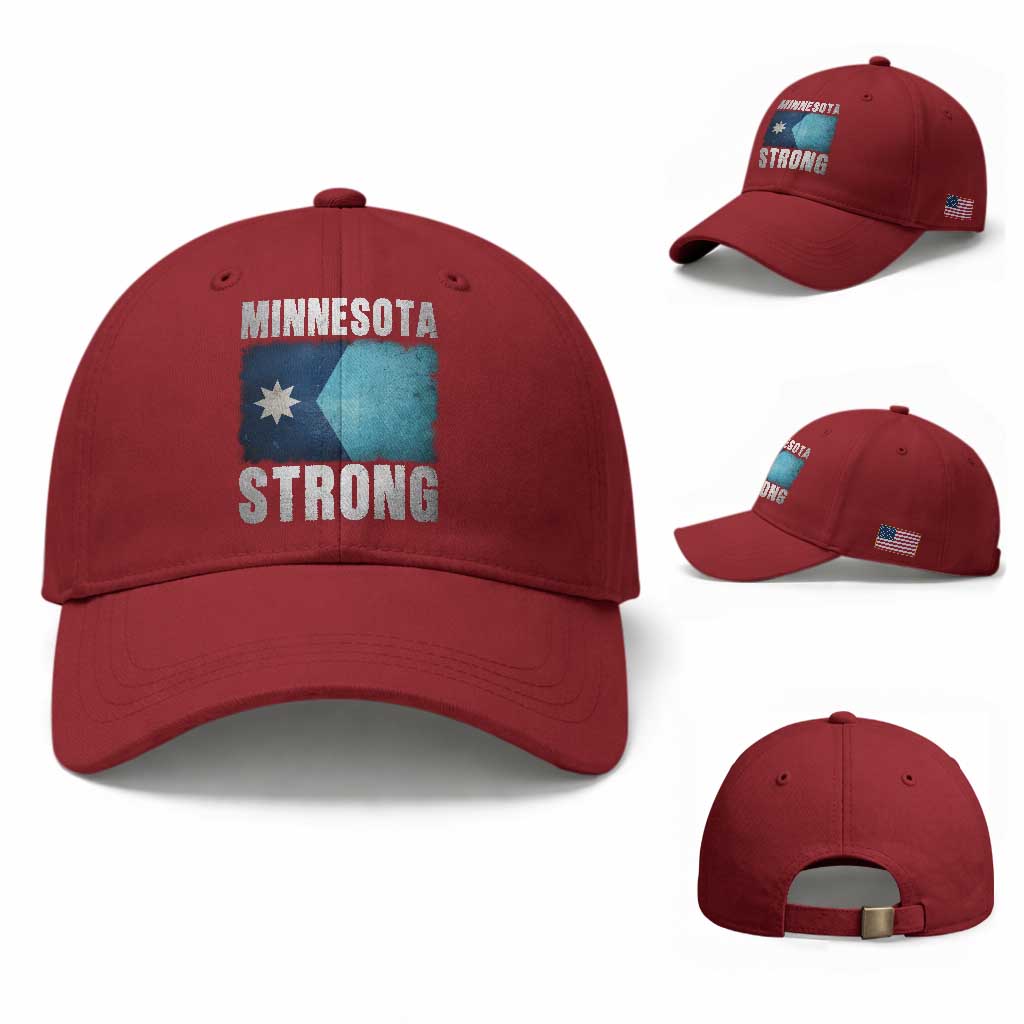 Minnesota Strong Baseball Cap MN State Pride Community Resistance TS11 Baseball Cap Universal Fit Cherry Red Print Your Wear