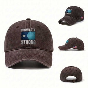 Minnesota Strong Washed Cotton Baseball Cap MN State Pride Community Resistance TS11 Washed Cap Universal Fit Dark Brown Print Your Wear