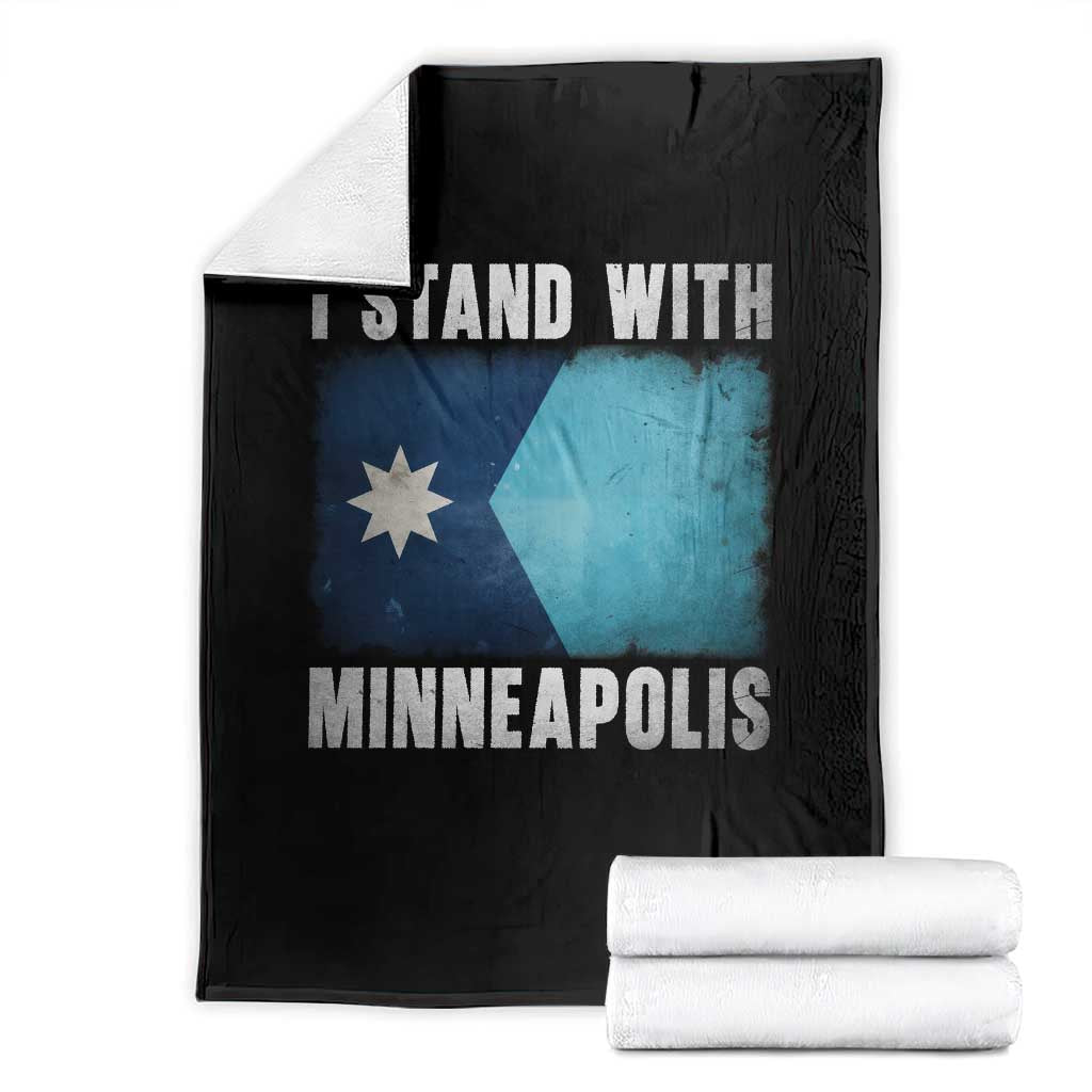 I Stand With Minneapolis Throw Blanket Social Justice and Immigration Protest MN Flag TS11 Black Print Your Wear