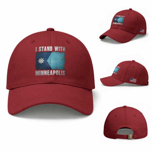 I Stand With Minneapolis Baseball Cap Social Justice and Immigration Protest MN Flag TS11 Baseball Cap Universal Fit Cherry Red Print Your Wear
