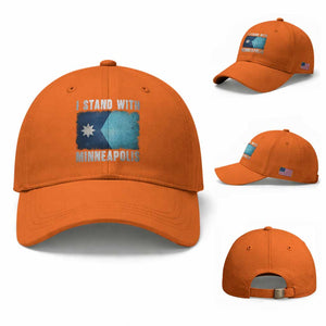 I Stand With Minneapolis Baseball Cap Social Justice and Immigration Protest MN Flag TS11 Baseball Cap Universal Fit Orange Print Your Wear