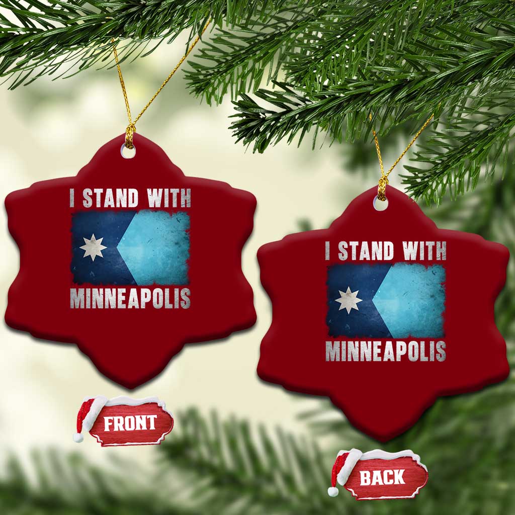 I Stand With Minneapolis Ceramic Ornament Social Justice and Immigration Protest MN Flag TS11 Print Your Wear