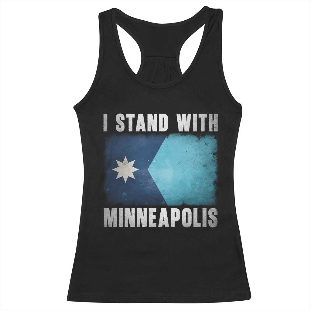 I Stand With Minneapolis Racerback Tank Top Social Justice and Immigration Protest MN Flag TS11 Black Print Your Wear