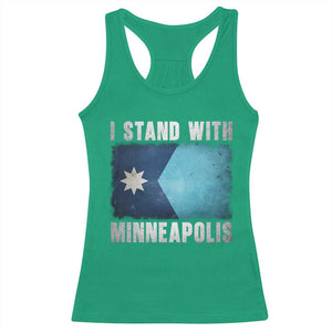 I Stand With Minneapolis Racerback Tank Top Social Justice and Immigration Protest MN Flag TS11 Irish Green Print Your Wear