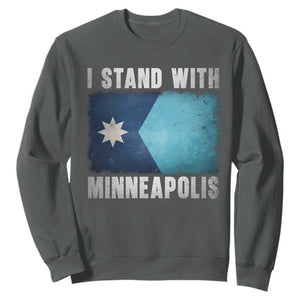 I Stand With Minneapolis Sweatshirt Social Justice and Immigration Protest MN Flag TS11 Dark Heather Print Your Wear
