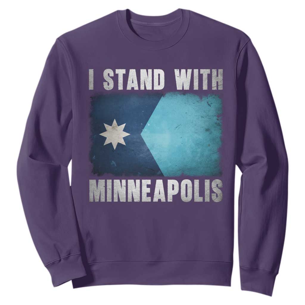 I Stand With Minneapolis Sweatshirt Social Justice and Immigration Protest MN Flag TS11 Purple Print Your Wear