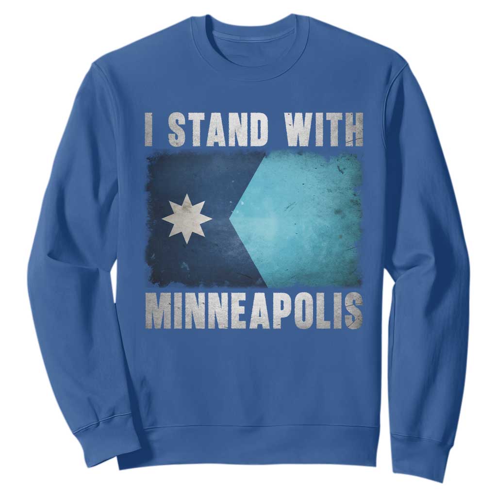 I Stand With Minneapolis Sweatshirt Social Justice and Immigration Protest MN Flag TS11 Royal Blue Print Your Wear