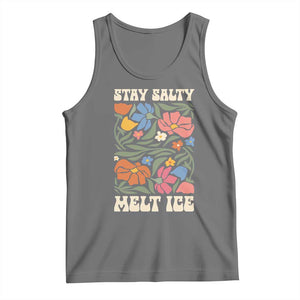 Be Salty Melt Ice Tank Top Political Satire Pro Immigrant Protest Retro Floral TS11 Black Heather Print Your Wear
