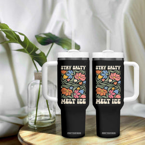 Be Salty Melt Ice Tumbler With Handle Political Satire Pro Immigrant Protest Retro Floral TS11 Print Your Wear