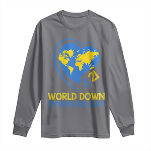 World Down Syndrome Day March 21 World Heart Long Sleeve Shirt TS11 Charcoal Print Your Wear