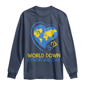 World Down Syndrome Day March 21 World Heart Long Sleeve Shirt TS11 Navy Print Your Wear