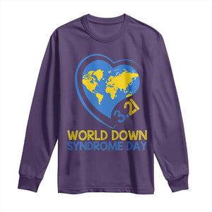 World Down Syndrome Day March 21 World Heart Long Sleeve Shirt TS11 Purple Print Your Wear